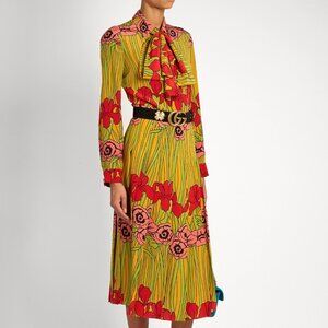 Gucci Double G Belt Black Suede Leather Gold 4 Leaf Clover Size 38"Long